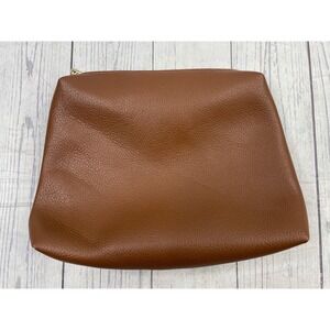 K K Xiu Strapless Purse Handbag Brown Faux Leather pouch clutch cosmetic bag